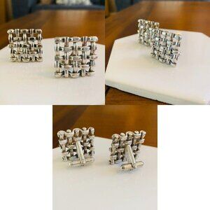 Vintage Kreisler Craft Silver Tone Woven Cufflinks